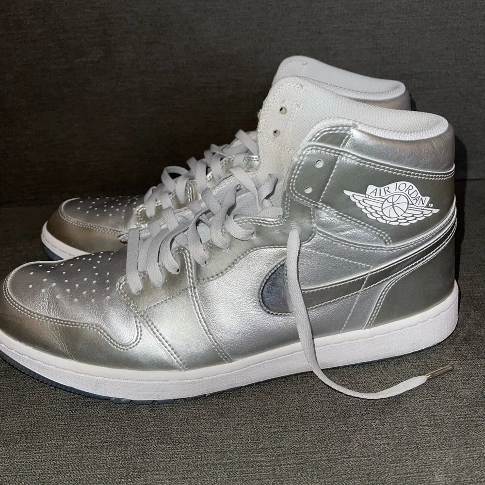 Nike Jordan 1 Golf, Metallic Silver and White - Picture 4 of 6